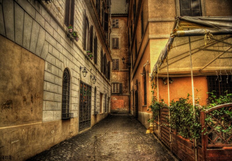 narrow alley in old city