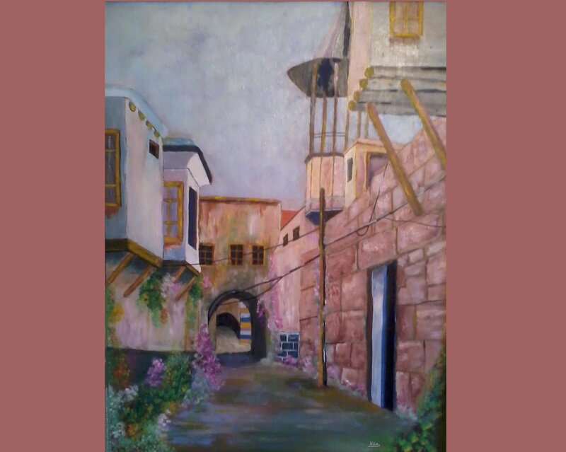 Narrow Alley with Buildings — Pink