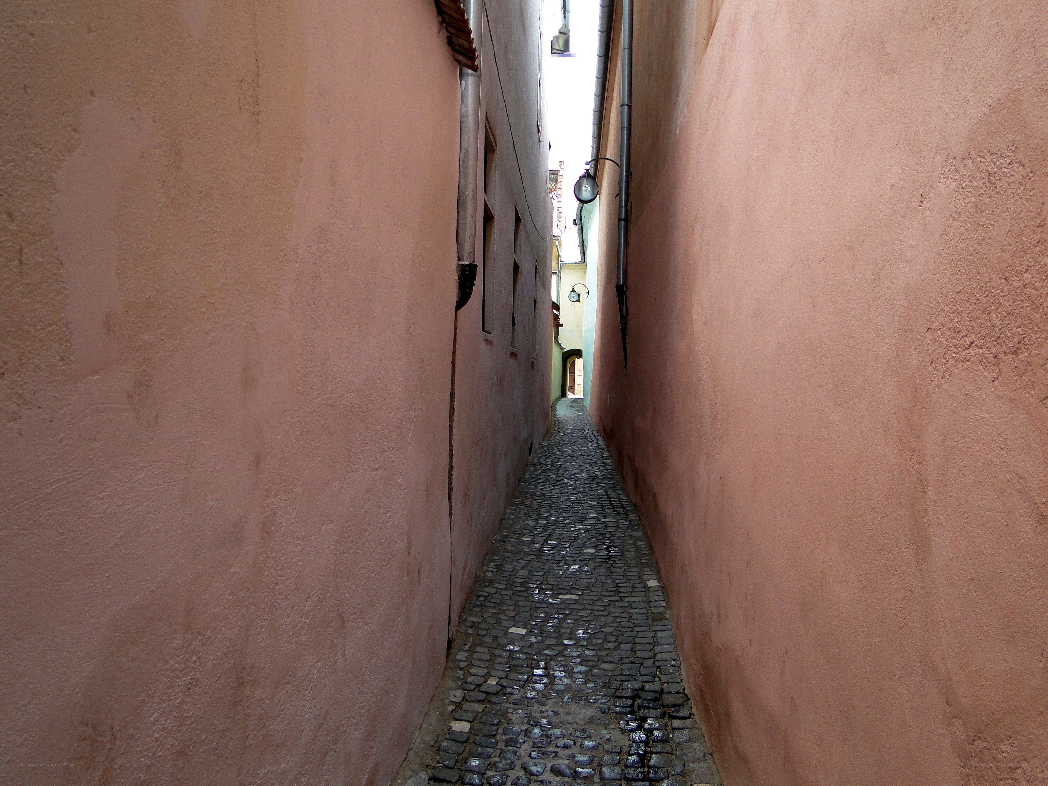 narrow alley with cobblestone path