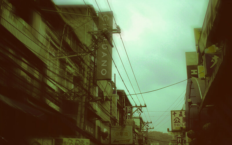 Narrow alley with overhead wires