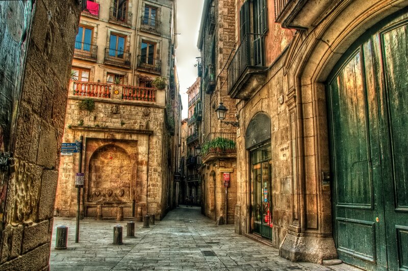 Narrow Alley with Stone Buildings