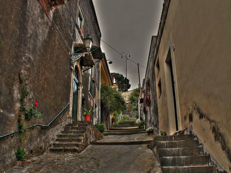 narrow alley with stone steps