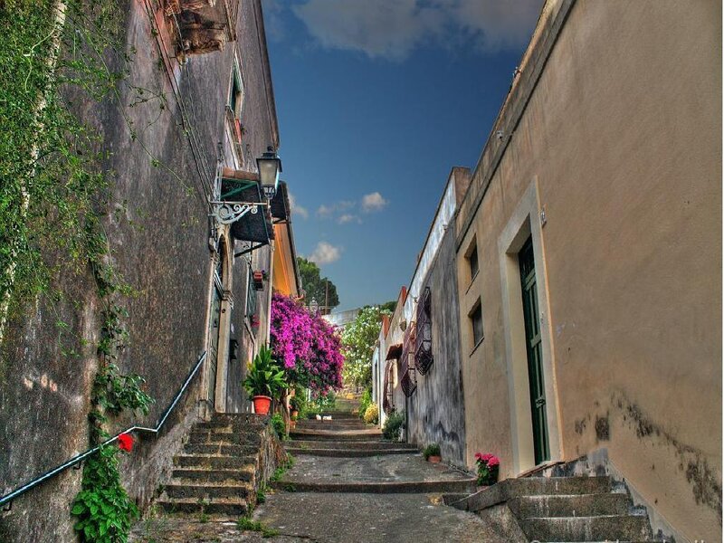 Narrow alley with stone steps
