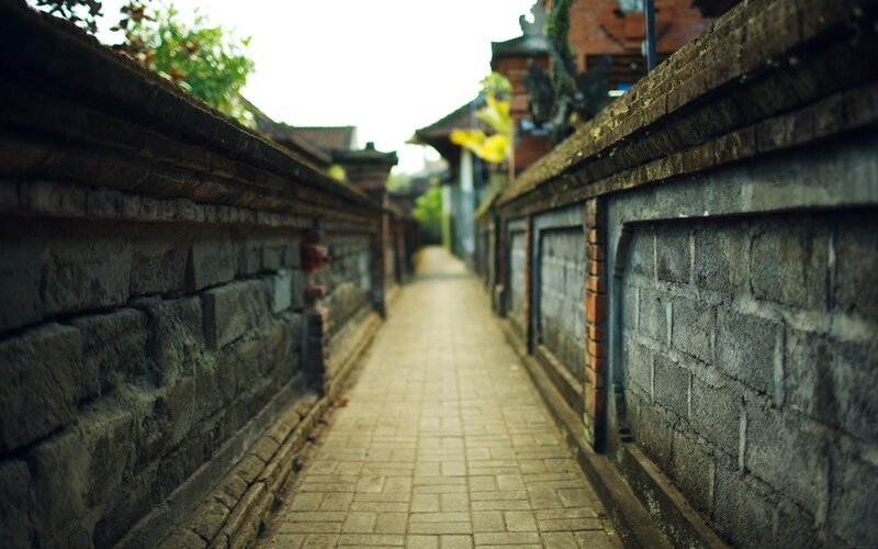 narrow alley with stone walls