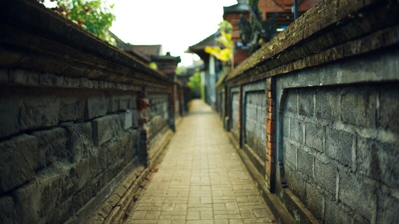 narrow alley with stone walls