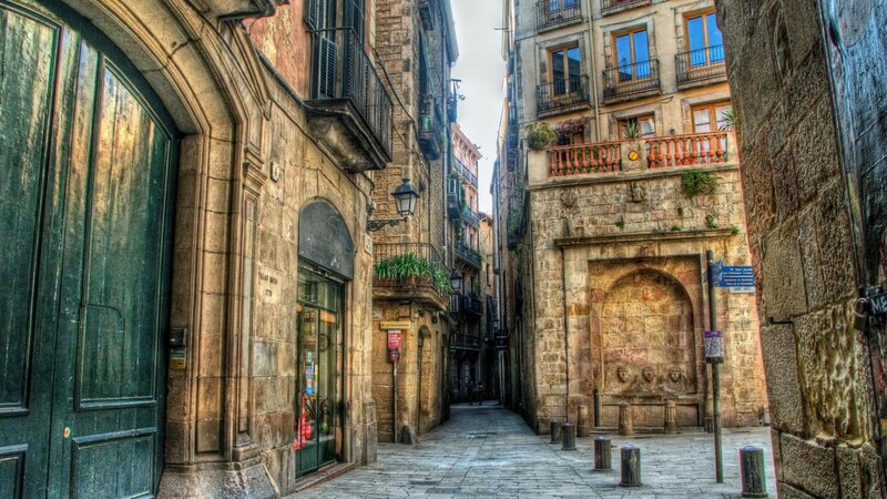 Narrow Stone Alleyway — Brown