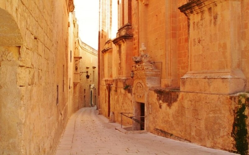 Narrow Stone Alleyway — Orange