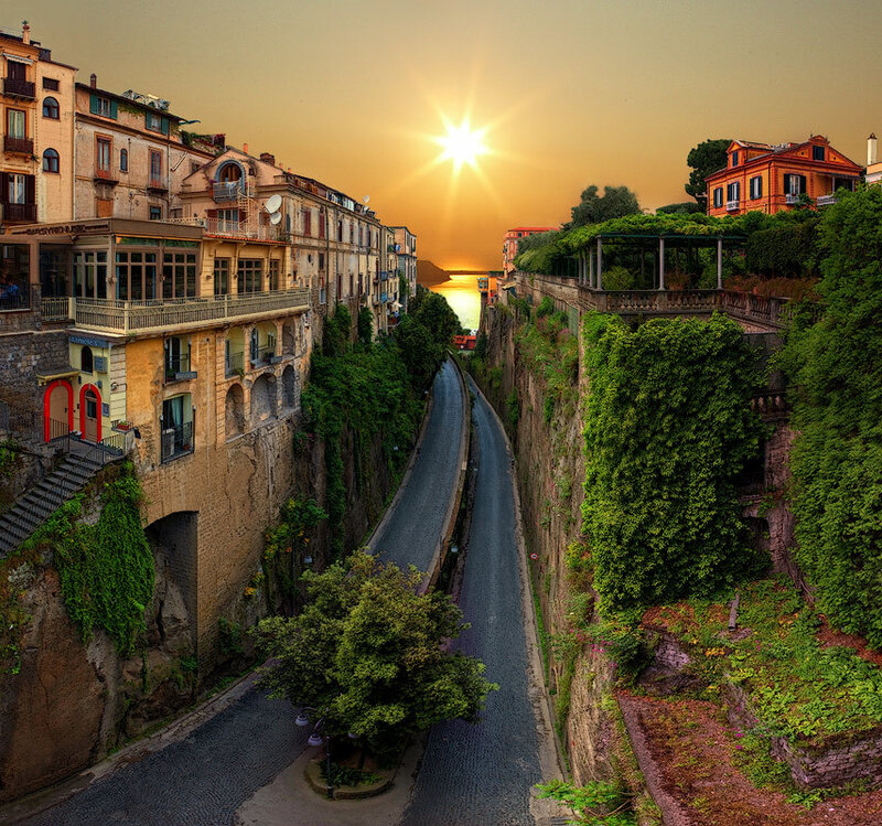 Narrow Street in Coastal Town