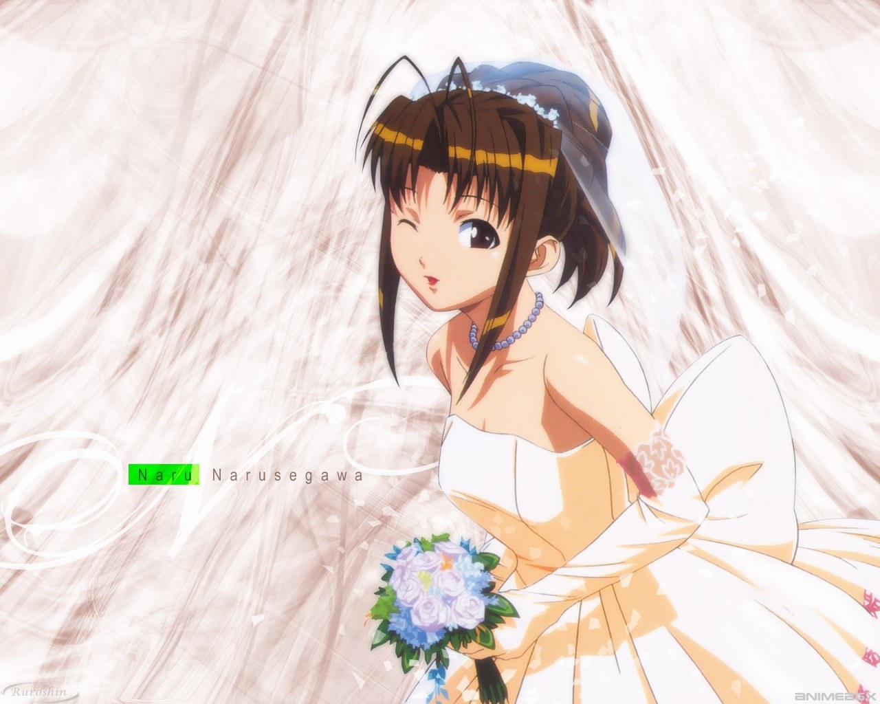 Naru in a wedding dress