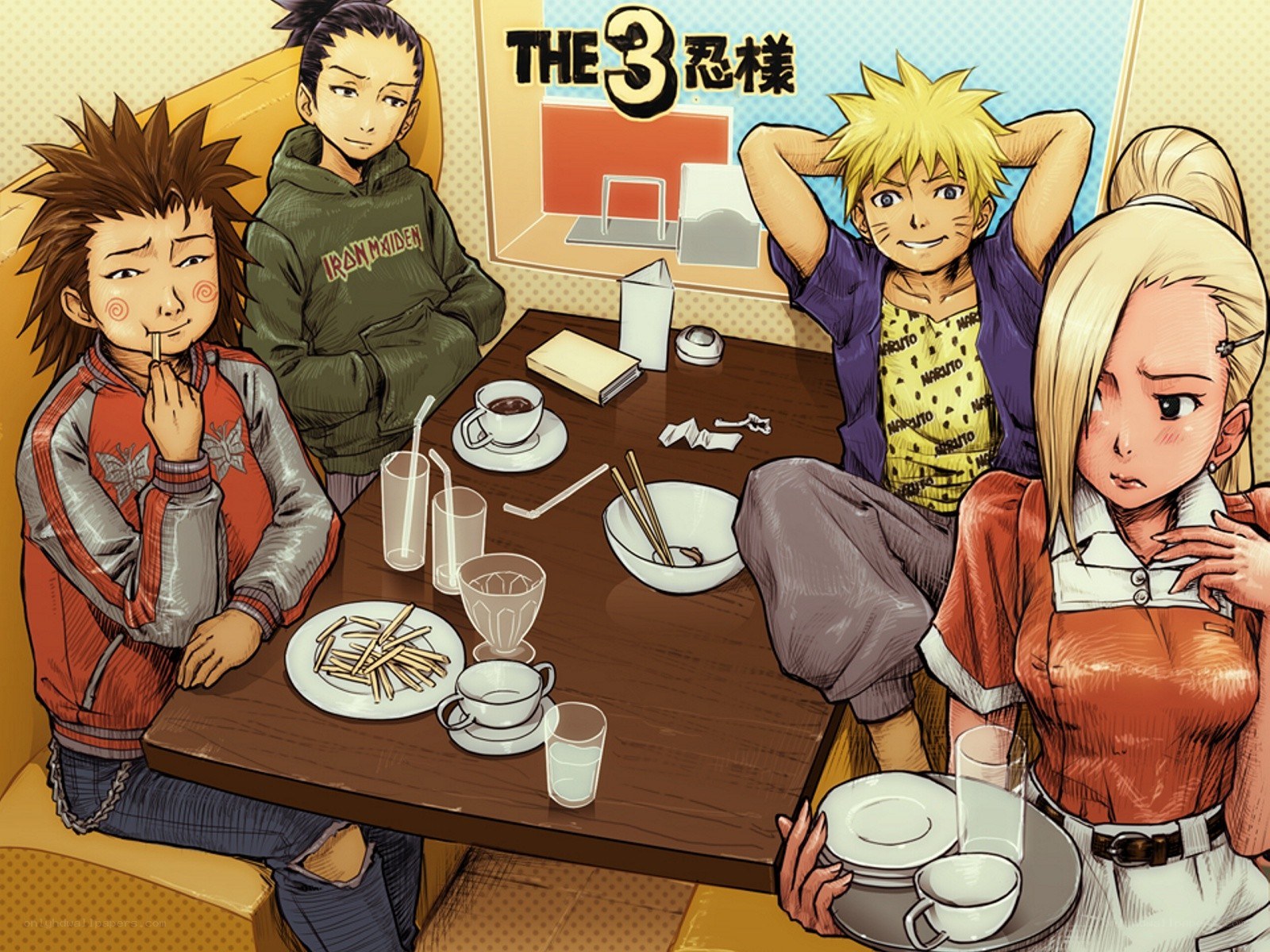 Naruto and friends at a cafe
