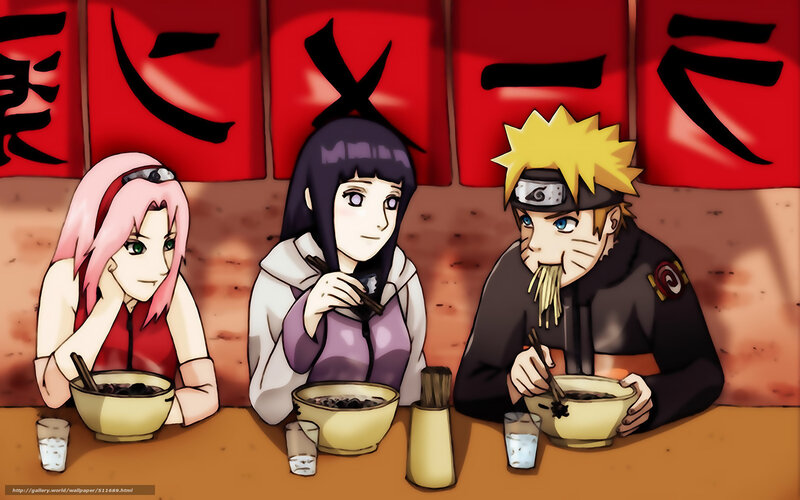Naruto and friends eating ramen