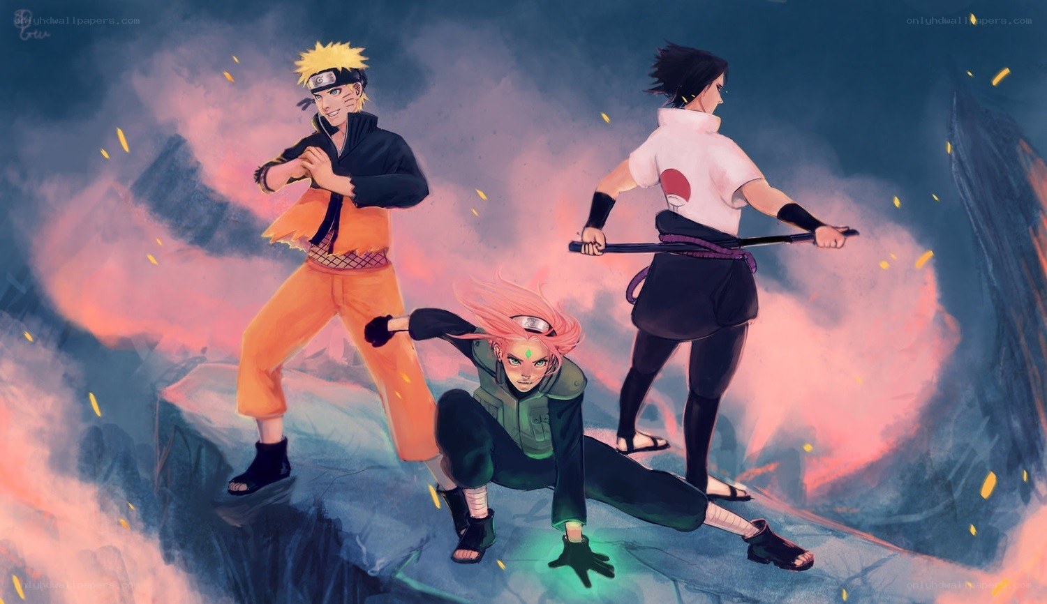 Naruto and friends in action