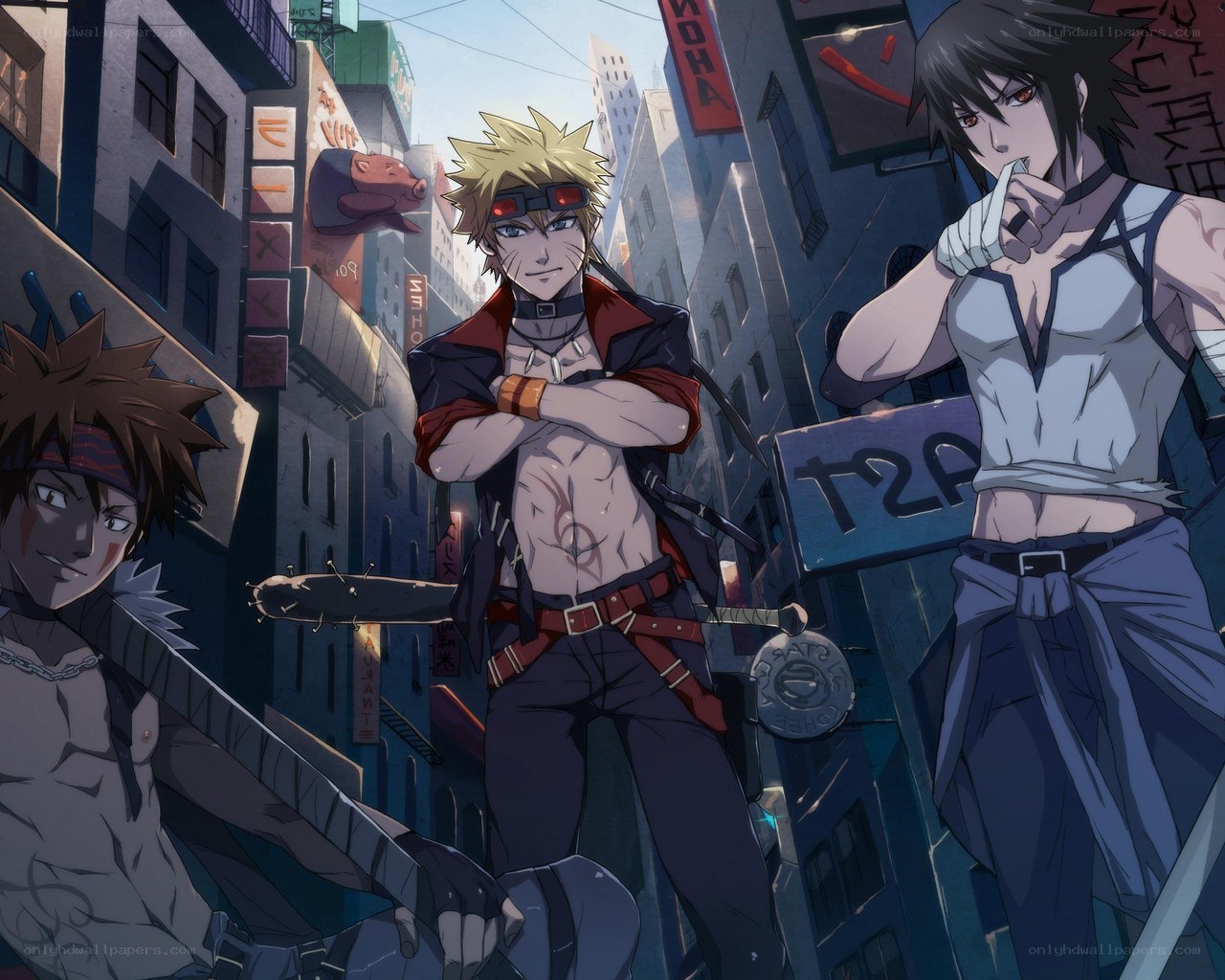 Naruto and friends in the city