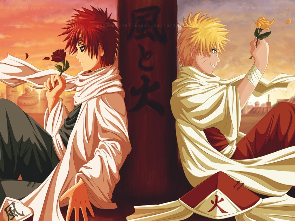 Naruto and Gaara with roses