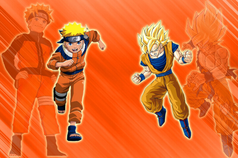 Naruto and Goku Running