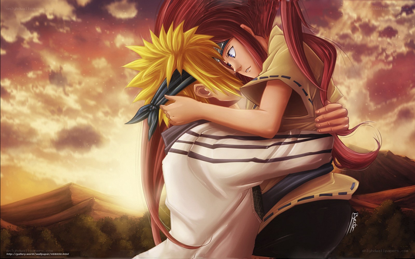 Naruto and Hinata embrace