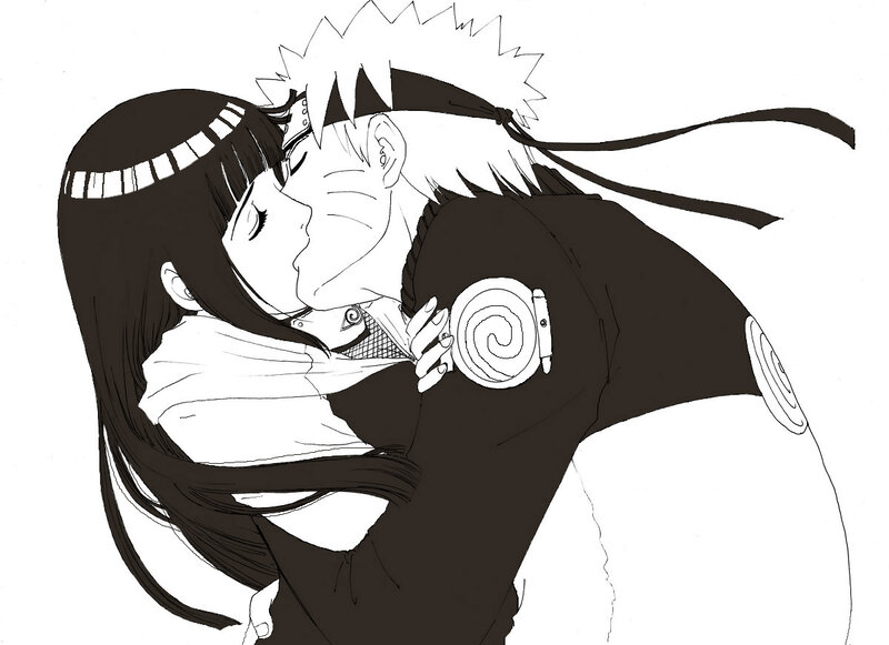 Naruto and Hinata Kissing — Black