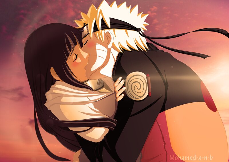 Naruto and Hinata Kissing — Pink, Romantic