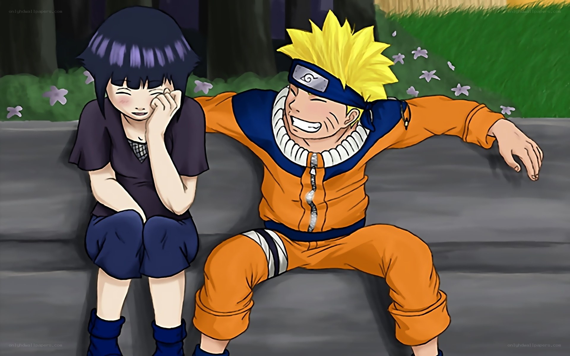 Naruto and Hinata laughing