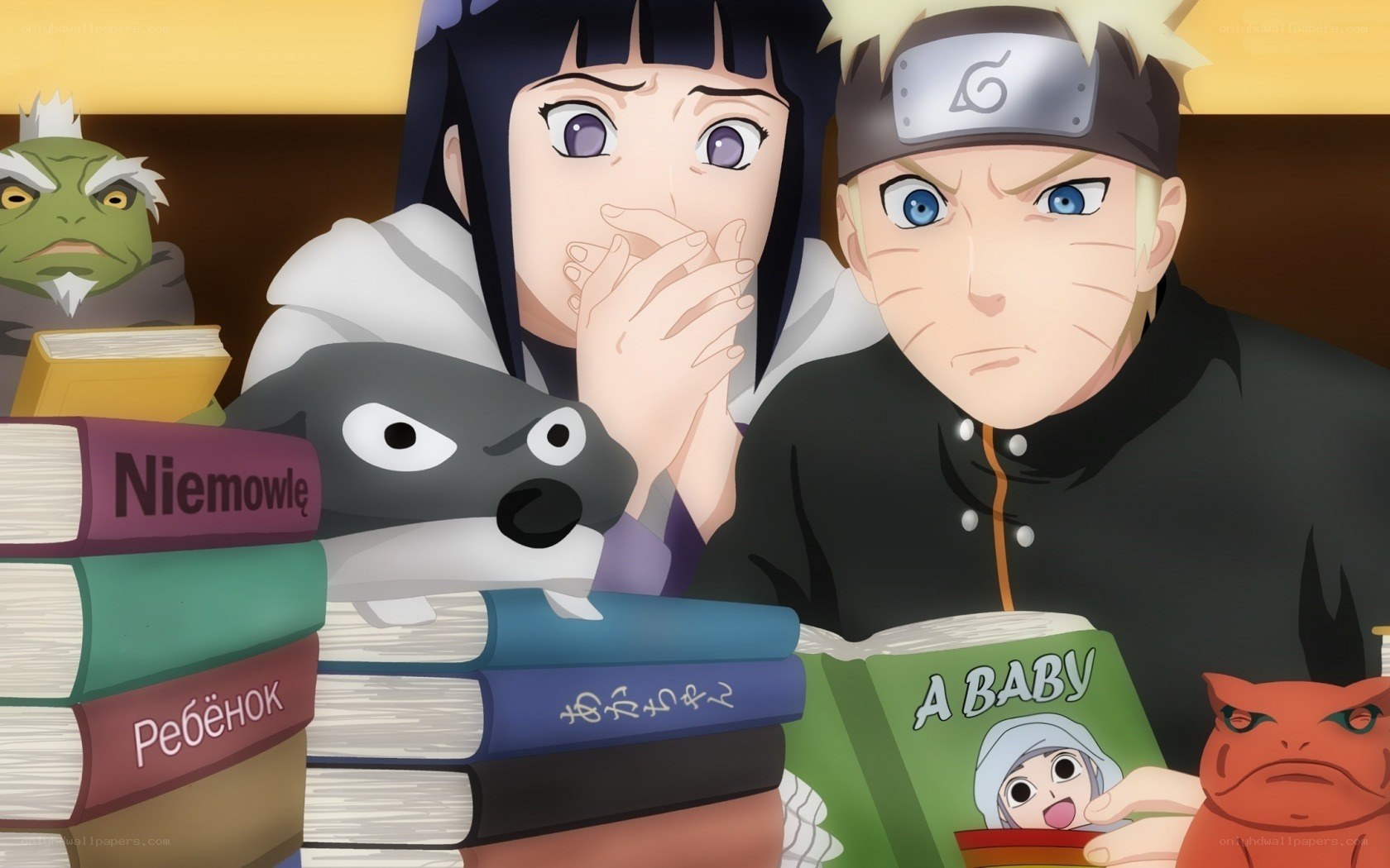 Naruto and Hinata reading books