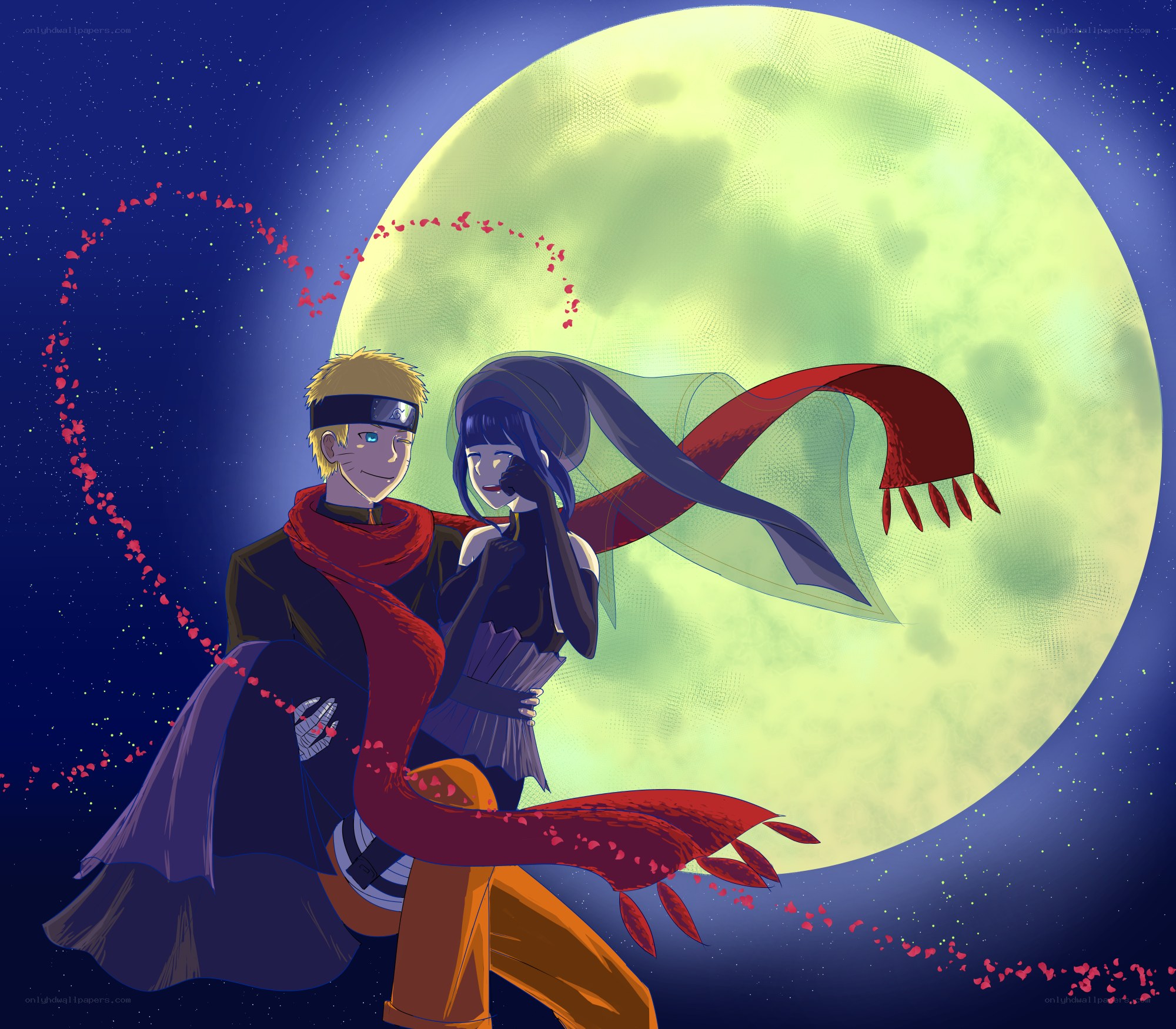 Naruto and Hinata under the moon