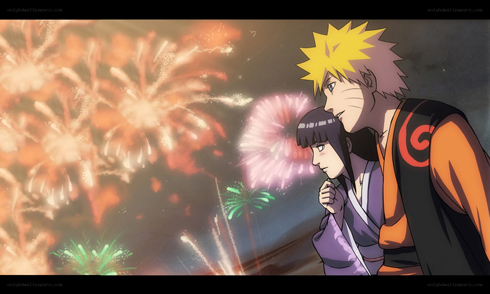 Naruto and Hinata watching fireworks