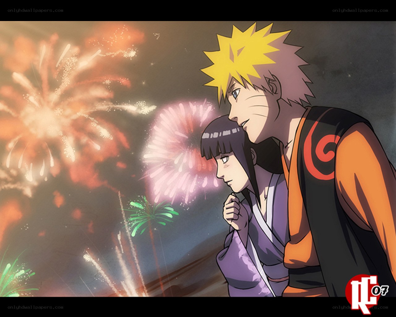 Naruto and Hinata watching fireworks