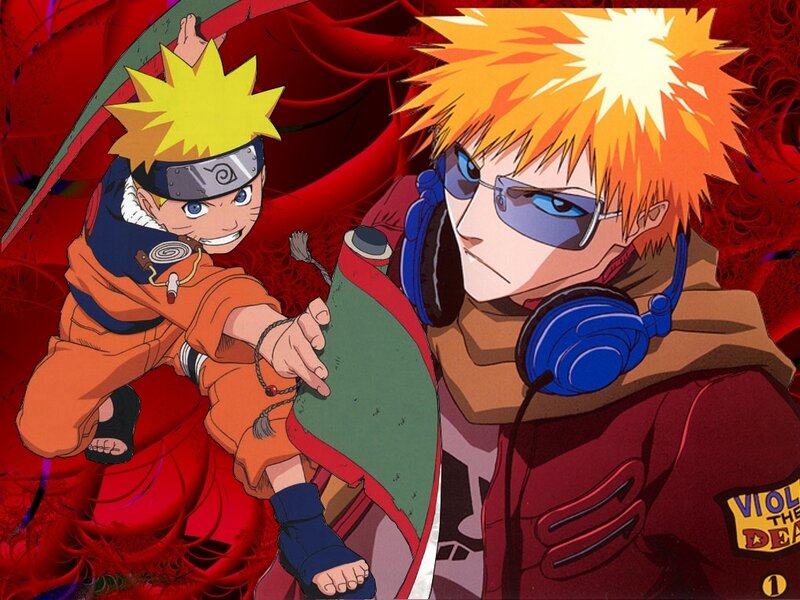 Naruto and Ichigo in action