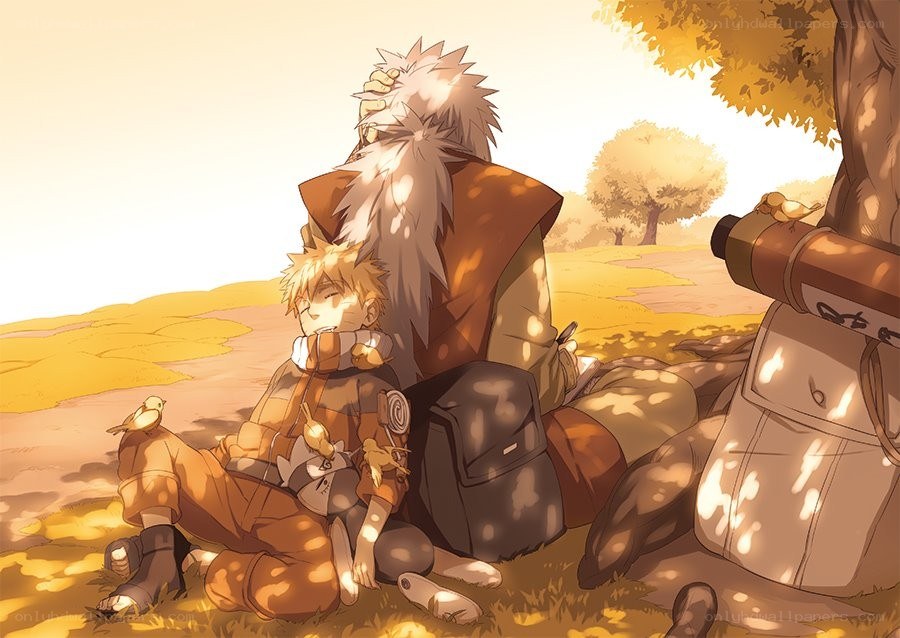 Naruto and Jiraiya resting