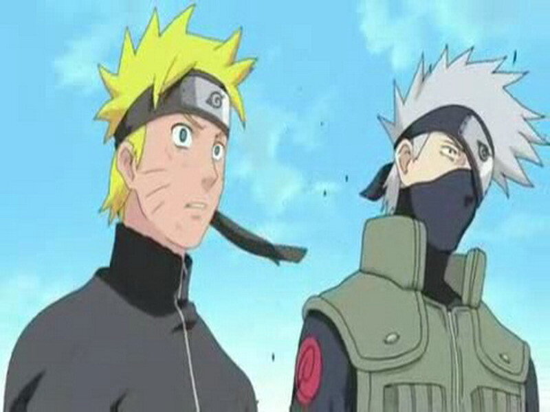 Naruto and Kakashi standing together