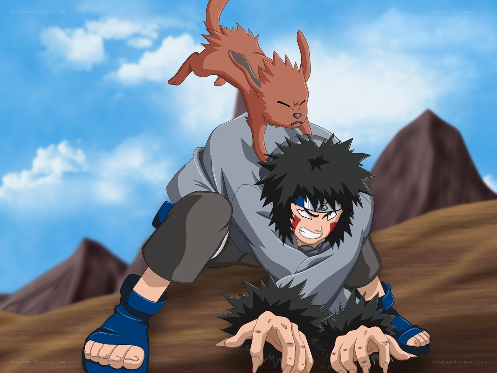 Naruto and Kurama in battle