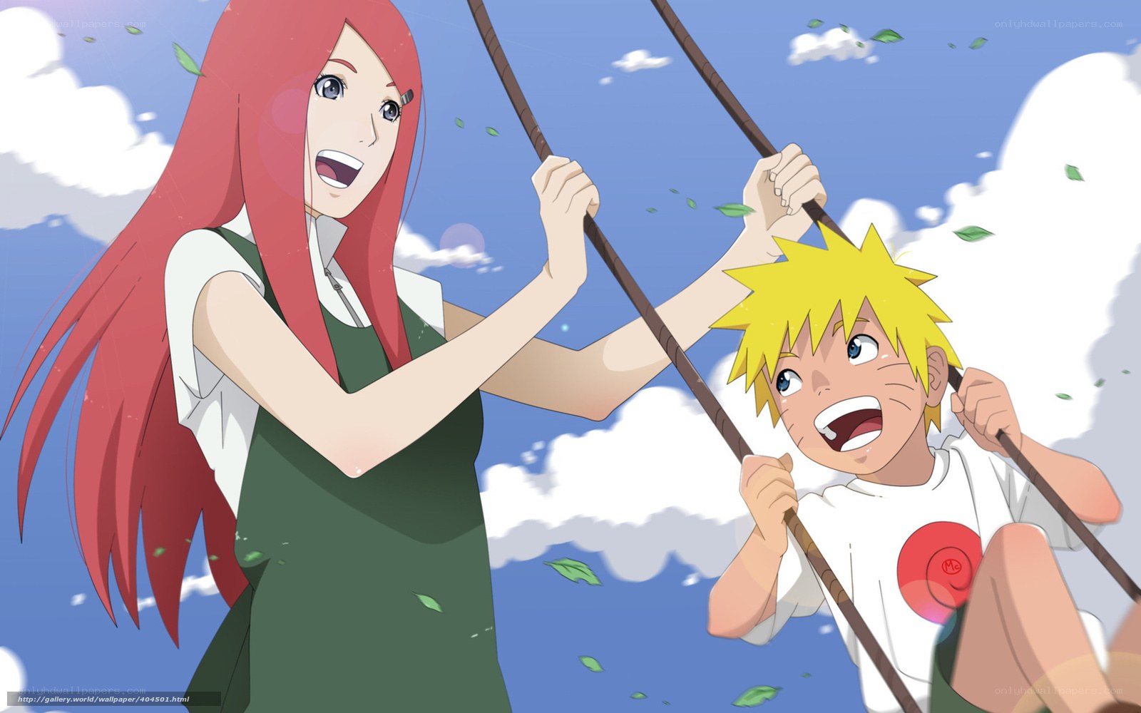 Naruto and Kushina on a swing