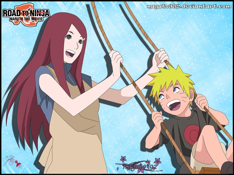 Naruto and Kushina on a Swing — Blue