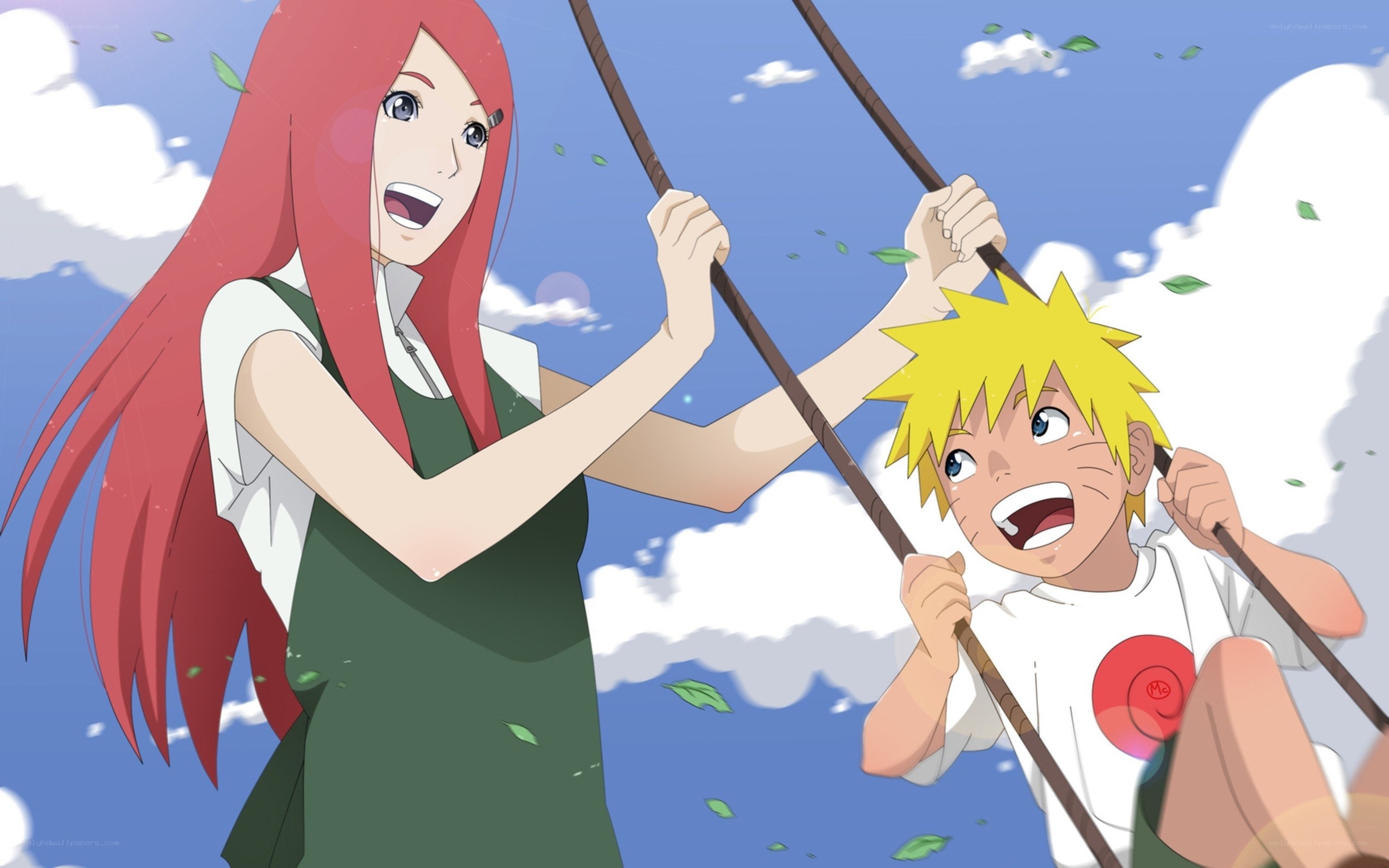 Naruto and Kushina on a swing