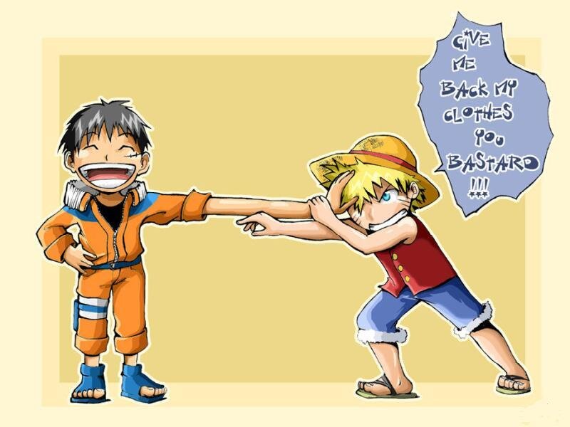 Naruto and Luffy Fighting