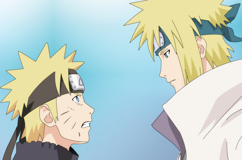Naruto and Minato facing each other