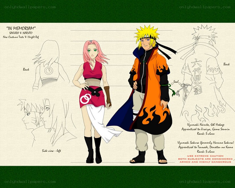 Naruto and Sakura character design