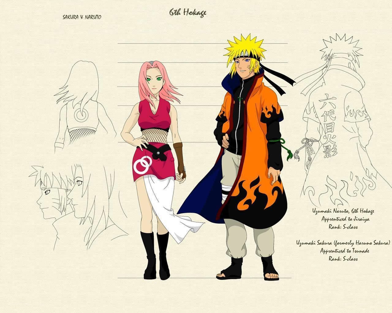 Naruto and Sakura character design