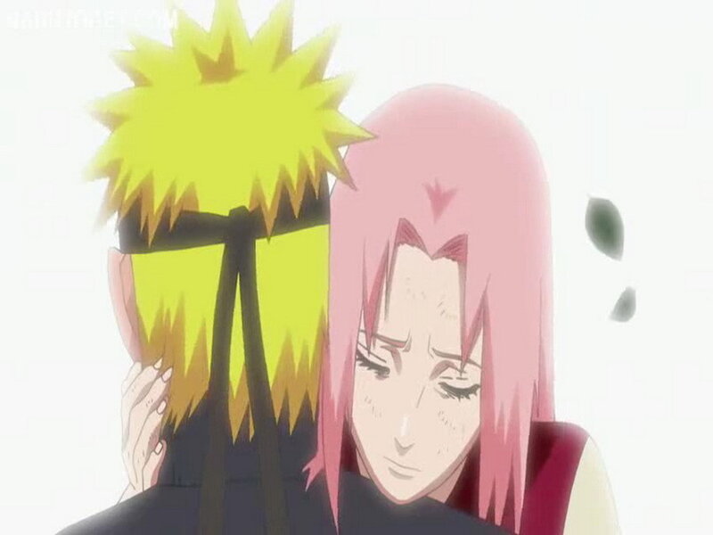 Naruto and Sakura embrace