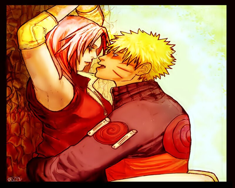 Naruto and Sakura Embracing — Red