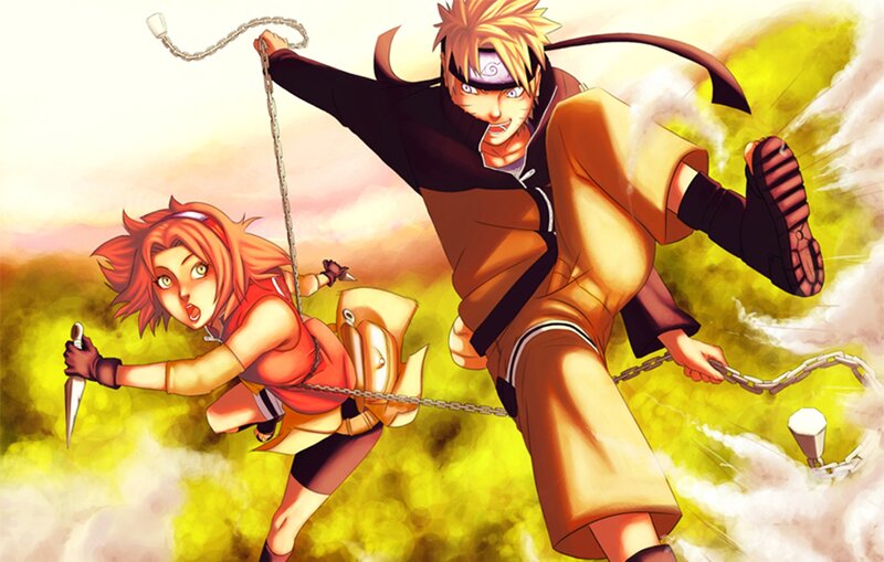 Naruto and Sakura in Action — Yellow