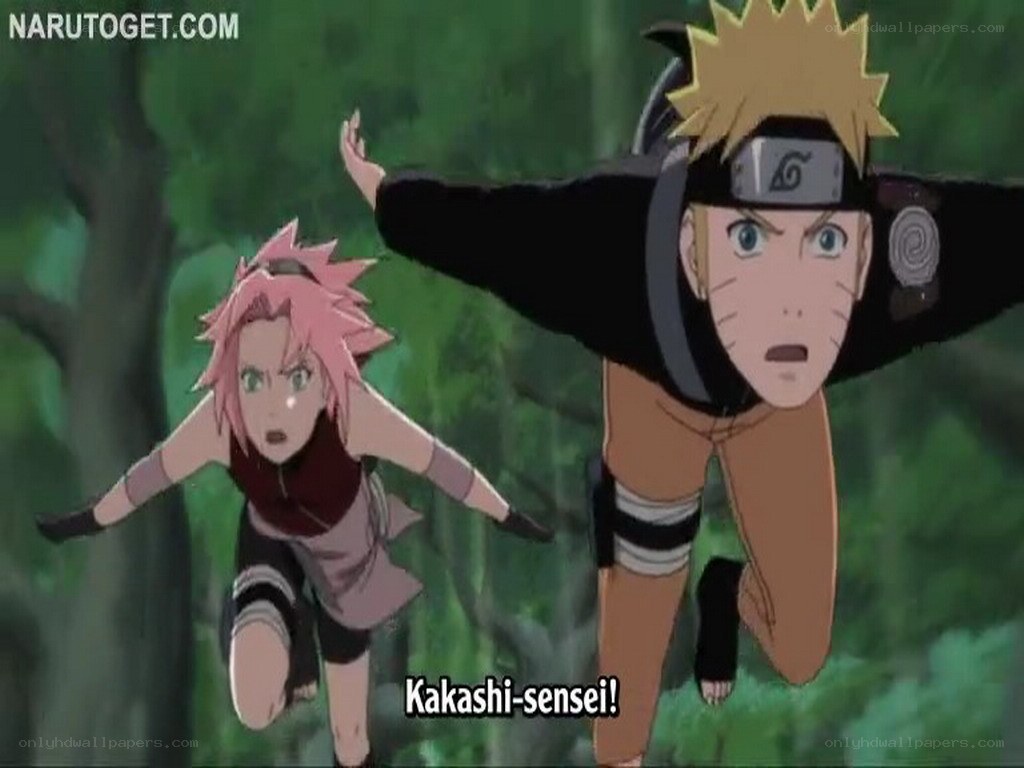 Naruto and Sakura in forest