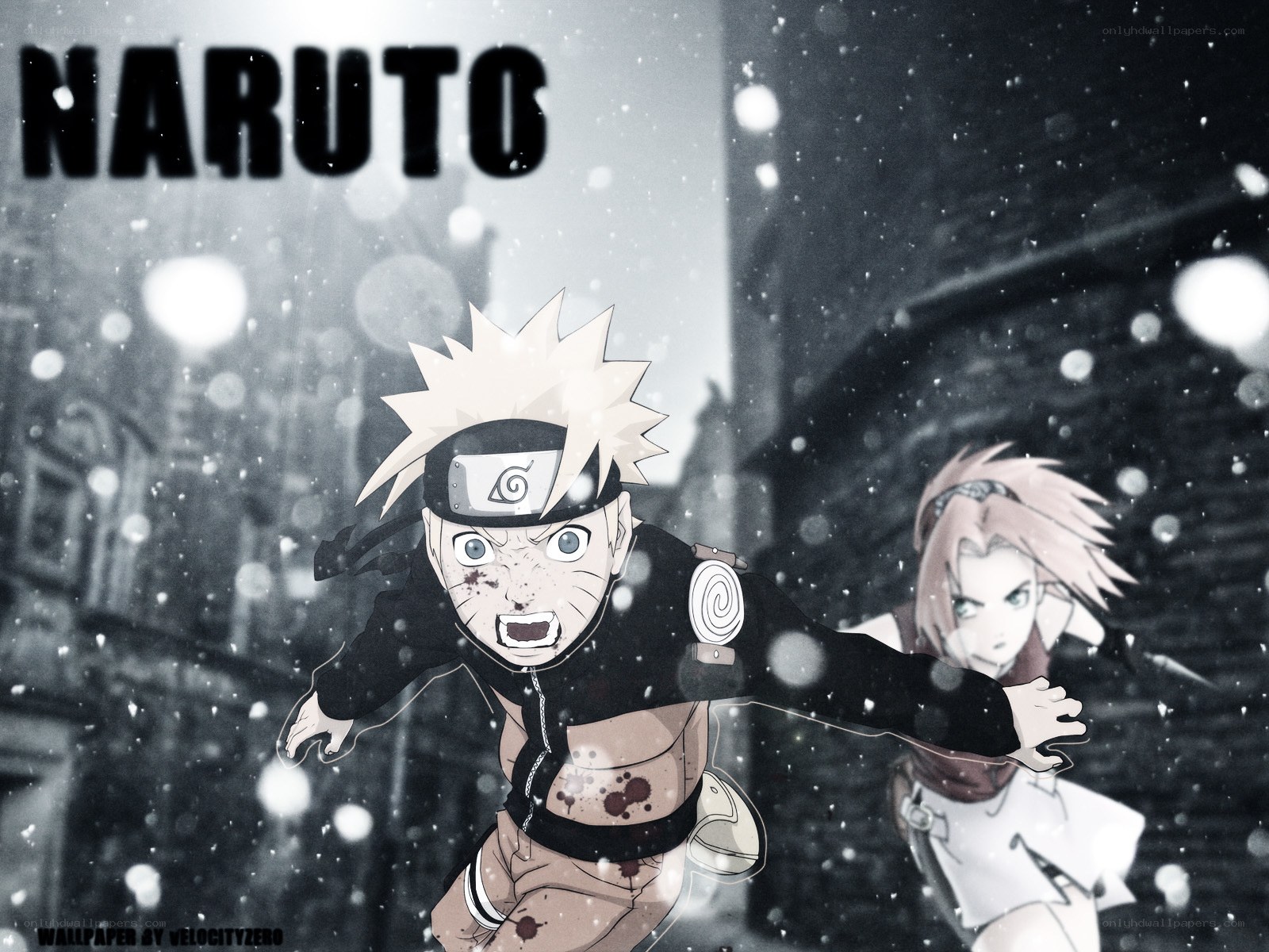 Naruto and Sakura in snow