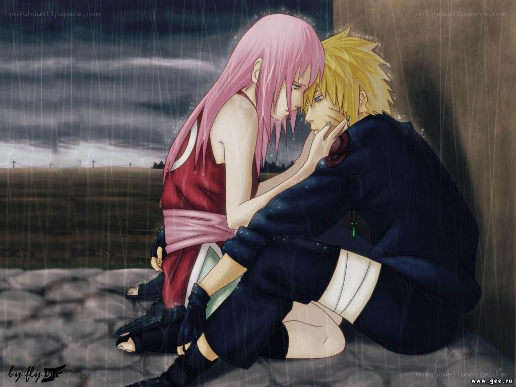 Naruto and Sakura in the rain