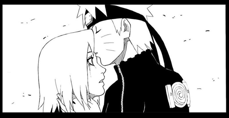 Naruto and Sakura Kissing — Black