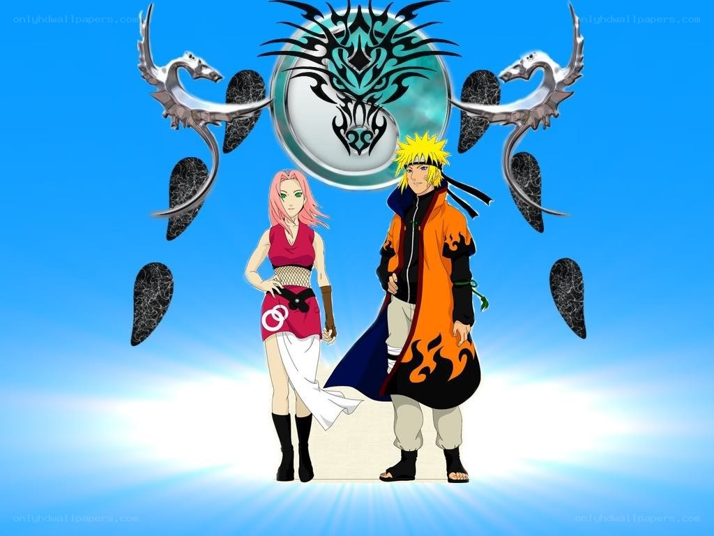 Naruto and Sakura with dragon emblem