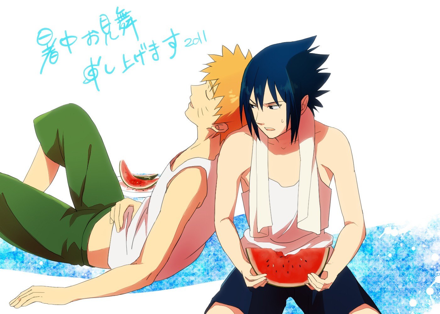 Naruto and Sasuke at the beach