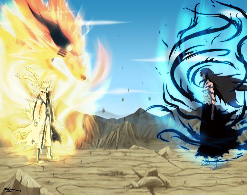 Naruto and Sasuke Battle — Yellow, Dramatic