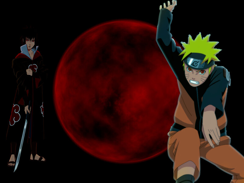 Naruto and Sasuke — Black, Dramatic, Night, Anime