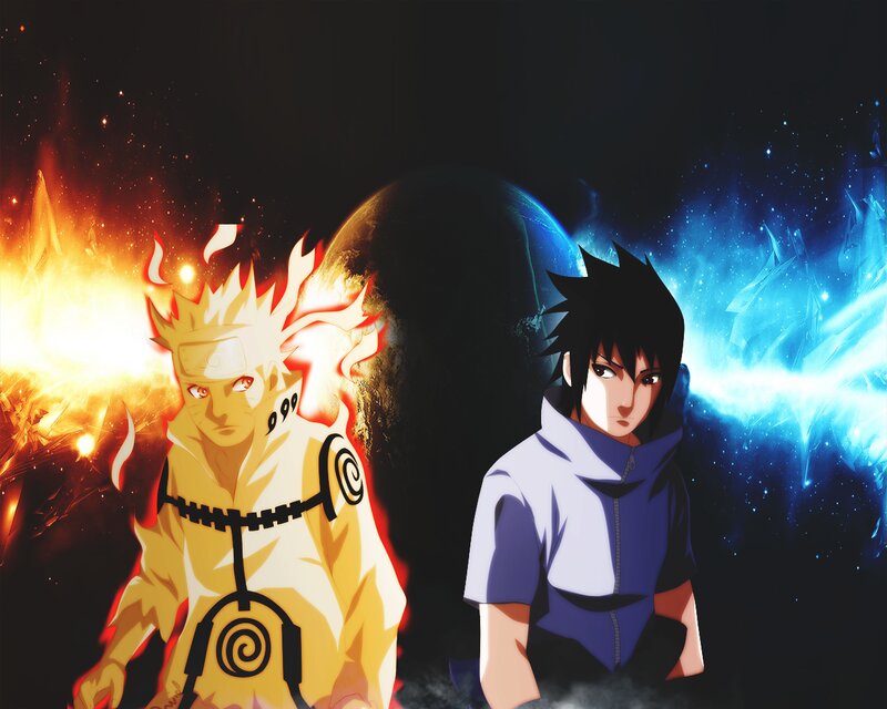 Naruto and Sasuke — Black, Dramatic, Night